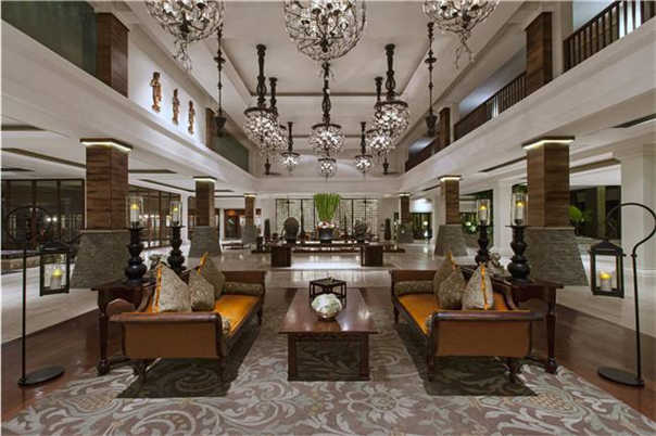 东南亚风格酒店设计主题颜色：棕色、咖啡色