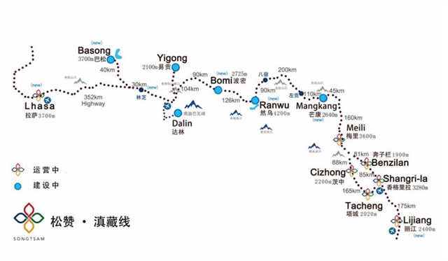 松赞如美山居、然乌来古山居路线图