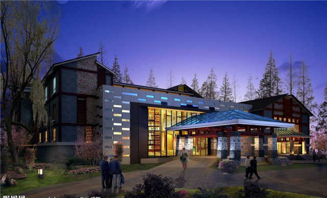 贵州特色乡村酒店设计|乡村酒店入口庭院设计效果图片