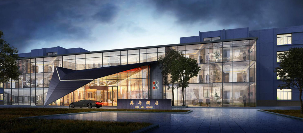 山西美与商务酒店，酒店外观设计装修效果图