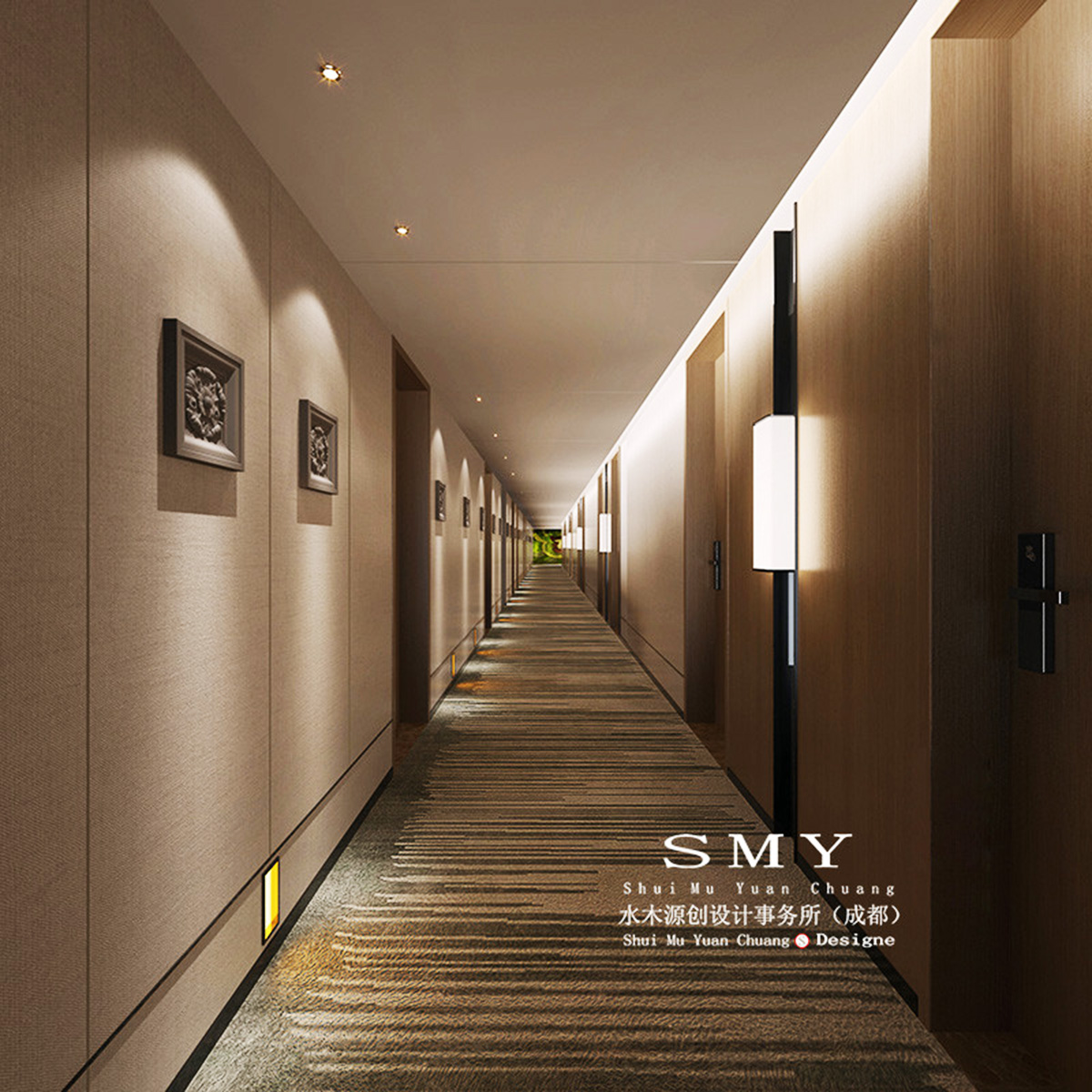 商务酒店走廊设计，成都酒店过道装饰效果图